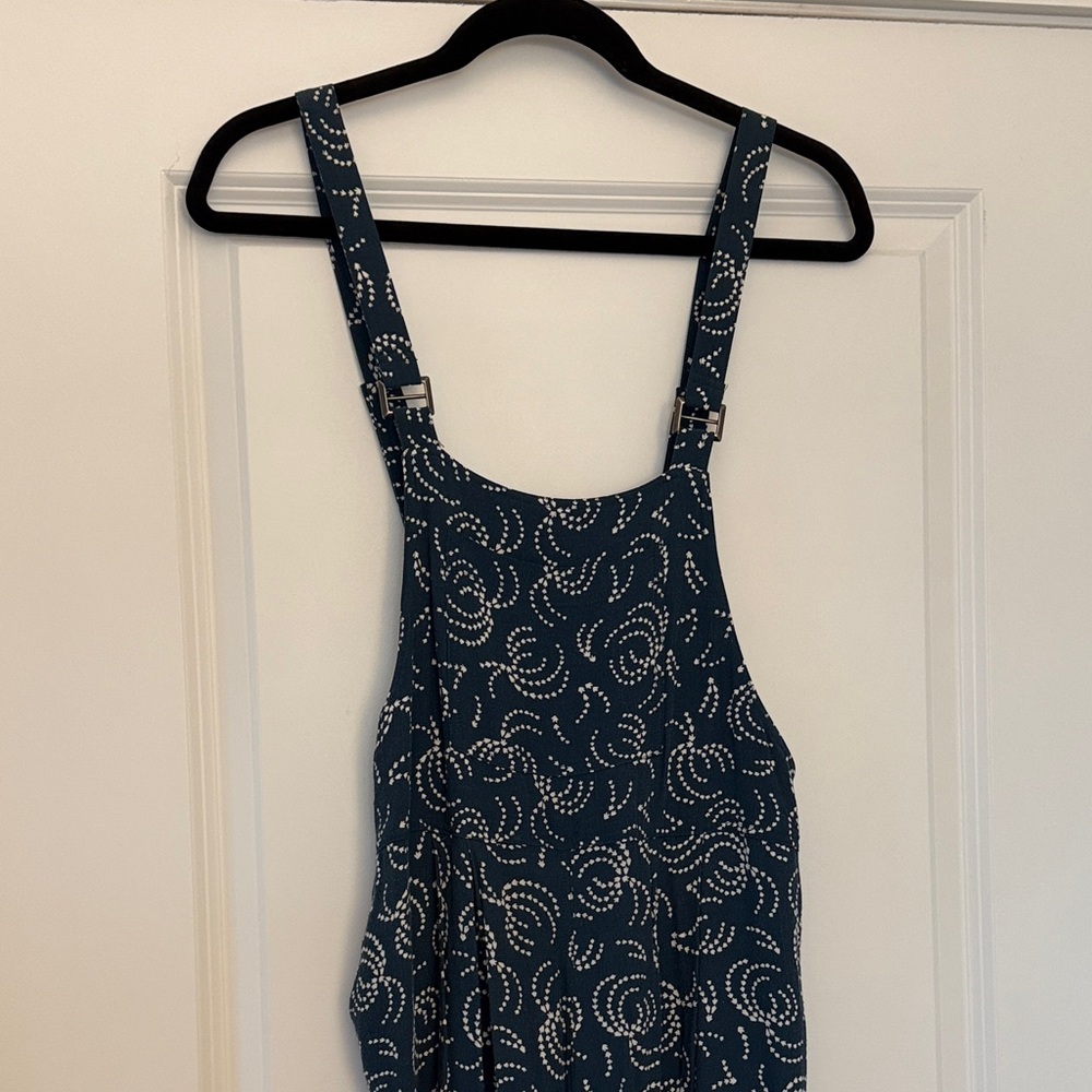 Maeve Anthropologie Teal and White loose fit overalls Size XS